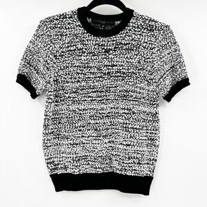 VICTORIA BECKHAM FOR TARGET Black White Boucle Knit Short Sleeve Top XS